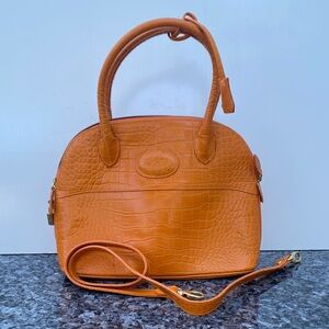 Francesco Rogani Handbag Shoulder Bag Purse Leather in Orange Pre Owned
